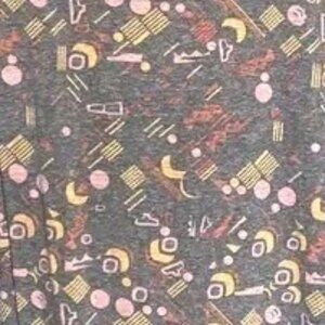 LuLaRoe Lynnae Long Sleeve Tunic 3XL Geometric Gray Red Yellow Pink